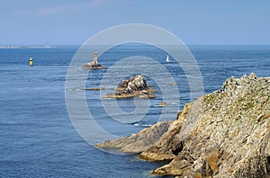 Pointe du Raz and lighthouse Phare de la Vieille in Brittany