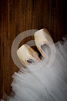 Pointe shoes on the background Tutu