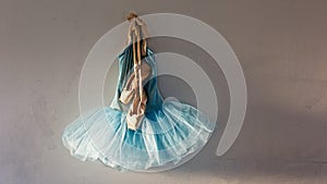 Pointe shoes on tutu
