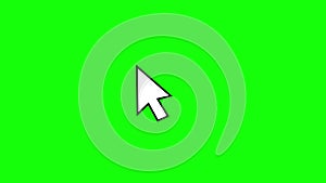 Pointer arrow cursor clicking. Technology and Internet icons animation on green screen background. Mouse click symbol