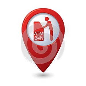 Pointer with ATM cash point icon photo