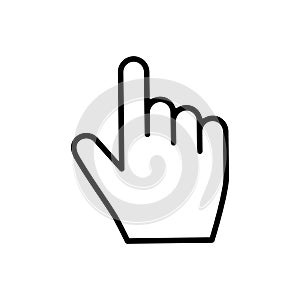 Pointer cursor mouse vector icon. Clicking cursor illustration sign. pointing hand clicks symbols. Click cursor design.