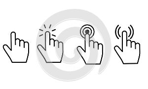 Pointer cursor Ñomputer mouse vector icon set. Clicking cursor illustration sign collection. pointing hand clicks symbols. Click