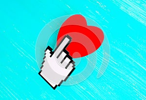 Pointer Cursor Placed on a Red Heart Shape