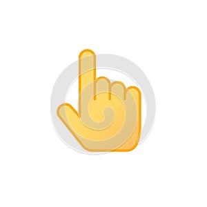 Pointer finger vector icon, flat cartoon line emoticon thumb point hand gesture symbol isolated on white pictogram sign photo