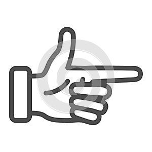 Pointer hand line icon, hand gestures concept, Attention hand gesture sign on white background, Pointing finger symbol