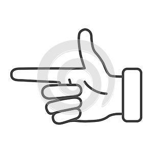 Pointer hand thin line icon, hand gestures concept, Attention hand gesture sign on white background, Pointing finger