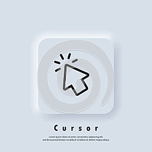 Pointer icon logo. Cursor sign. Click icon. Computer mouse, cursors, pointing. Arrow and wait. Vector EPS 10. UI icon. Neumorphic