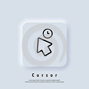 Pointer icon logo. Cursor sign. Click icon. Computer mouse, cursors, pointing. Arrow and wait. Vector EPS 10. UI icon. Neumorphic