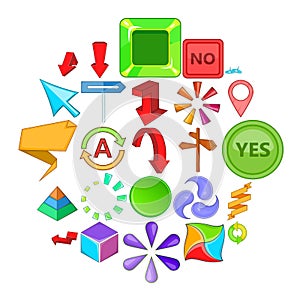Pointer icons set, cartoon style