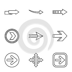 Pointer icons set, outline style