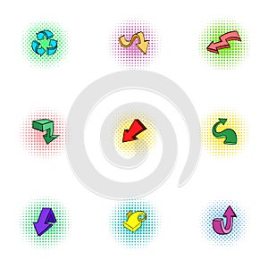 Pointer icons set, pop-art style