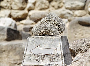 Pointer Knossos Palace ruins. Heraklion, Crete, Greece