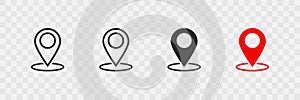 Pointer location set icon on transparent background. Isolated vector