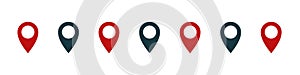 Pointer or navigation icons. Pin Location Icon. Map pointer. Flat design. Vector illustration