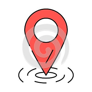 pointer red map location icon color illustration