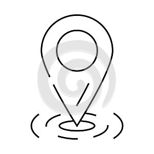 pointer red map location line icon vector illustration