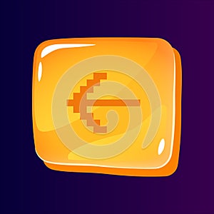 Pointer to left side glossy ui button with pixelated icon