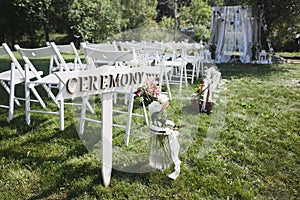 Pointer to the wedding ceremony in the woods