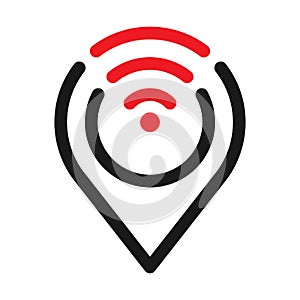 Pointer and wifi logo icon. Map pointer internet Vector illustration