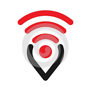 Pointer and wifi logo icon. Map pointer internet Vector illustration