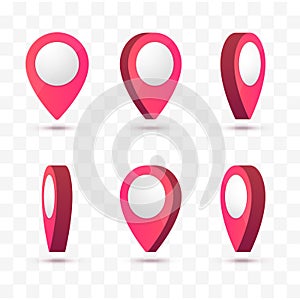 Pointers set. 3d map pins isolated. Vector