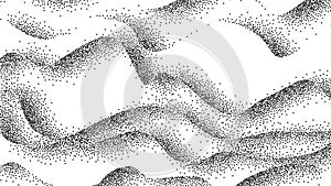 Pointillism, Abstract Waves, Curves Lines Vector Background