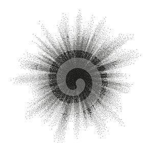 Pointillism burst dots pattern. Sunburst abstract monochrome dotted geometric halftone. EPS 10