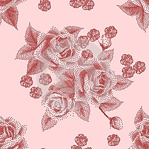 Pointillism floral pattern