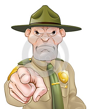 Pointing Cartoon Forest Ranger