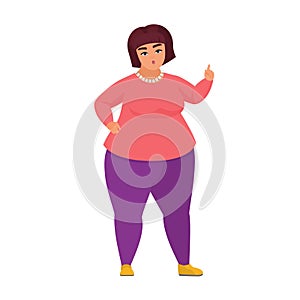 Pointing fat woman