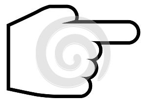Pointing finger cursor. Right direction pointer in line style
