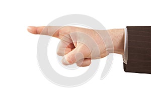 Pointing finger of isolated businessman hand