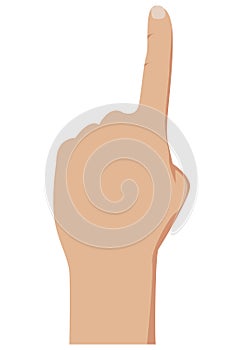 Pointing finger. Number one hand sign. Vector illustration isolated on a white background. For web, info graphic