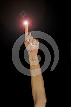 Pointing fingertip with light