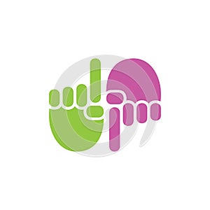 Pointing hand up and down geometric vector photo