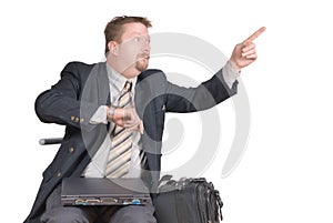 Pointing rushed businessman photo