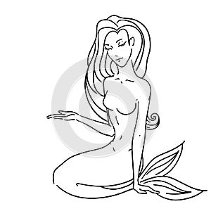 Pointing sitting mermaid