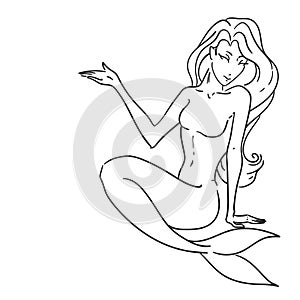 Pointing sitting mermaid