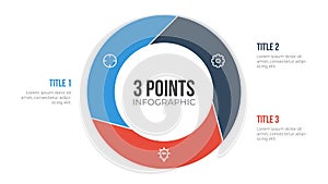 3 points circle infographic element vector, can be used for workflow, steps, options, list, processes, presentation slide, report