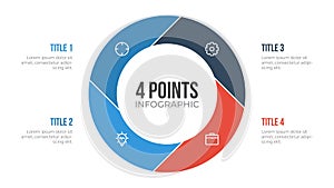 4 points circle infographic element vector, can be used for workflow, steps, options, list, processes, presentation slide, report