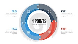 4 points circle infographic element vector with puzzle, can be used for workflow, steps, options, list, processes, presentation