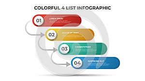 4 points of list or steps diagram with arrows, infographic element template vector