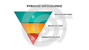 3 points of pyramid list diagram, infographic element template vector