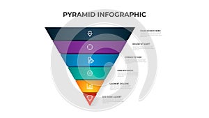 6 points of pyramid list diagram, infographic element template vector