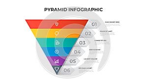 5 points of pyramid list diagram, infographic element template vector