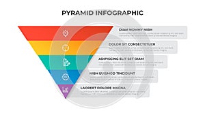 5 points of pyramid list diagram, infographic element template vector