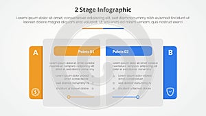 2 points stage template for comparison opposite infographic concept for slide presentation with creative big table side with flat