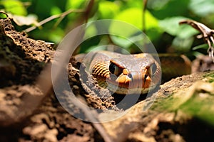 A poisionous snake hiding at a small path