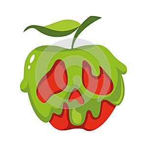 Poison apple for halloween, cartoon vector illustration